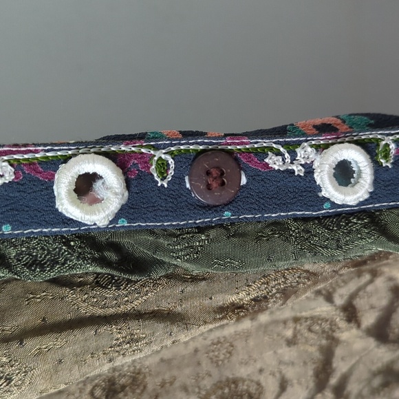 Vintage Tienda Ho Cropped Pants Boho Hippie Rayon Glass Buttons S/M Free Size - Picture 4 of 11